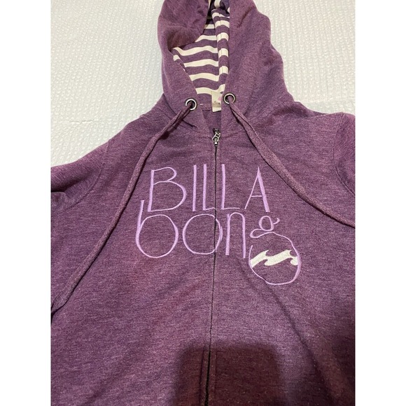 Y2K Billabong Womens Jacket Small Purple Print Hooded Zip Cotton 2000s - Picture 2 of 3